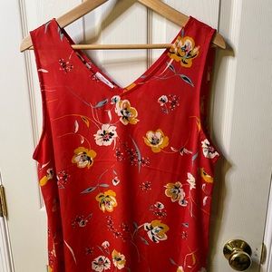 Maurices: Red Floral V-neck Blouse